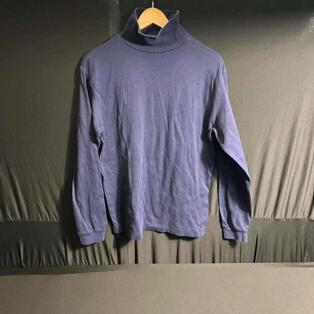 Vintage Eddie Bauer Since 1920 Navy Blue Cotton Long Sleeve Turtleneck